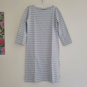 Vineyard Vines Dress Women's Stripes Cotton Knit Dress Gray/ White Casua…